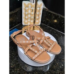 Vince Camuto Girls Sandals Size 2 Tan Rhinestone Strappy Gladiator Dressy Shoes